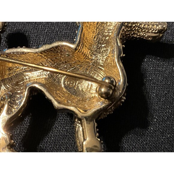 Vintage Kenneth J Lane Rhinestone Poodle Gold Tone, Rhinestone Brooch - Picture 6 of 6